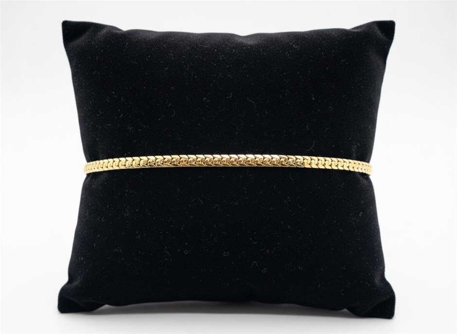18K/Italy Yellow Gold Filled bracelet(stamped)18.5cm-Bonus Gift