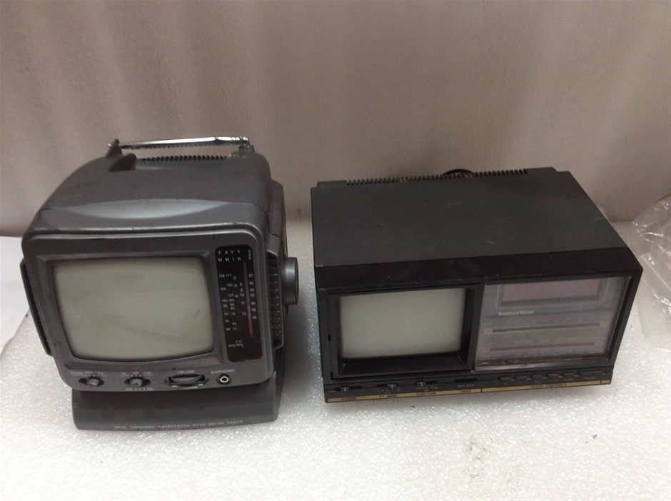 SuperStar TCR-1001 TV Clock Radio + Unknown Brand 5.5" Black & White TV