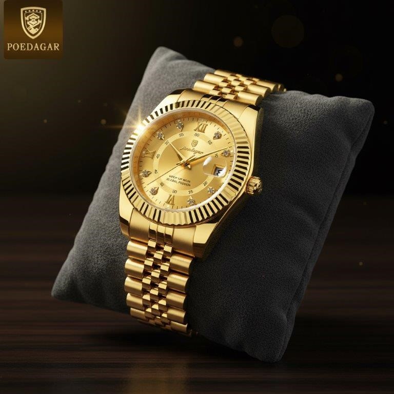High Quality Simulated Diamond Men's Poedagar Watch-Include Box Original