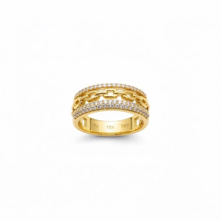 18K/ITALY Yellow Gold Filled Ring -Quality Guarantee-6 US-Bonus Gift