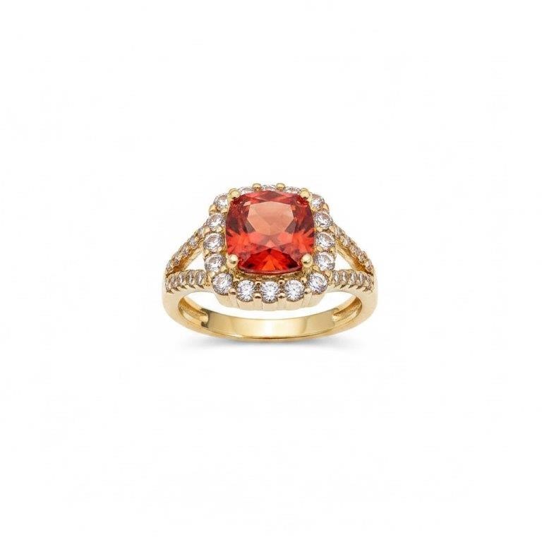 18K/Italy 2.5ct Ruby Princess Cut Yellow Gold Filled Ring Warranty -9US