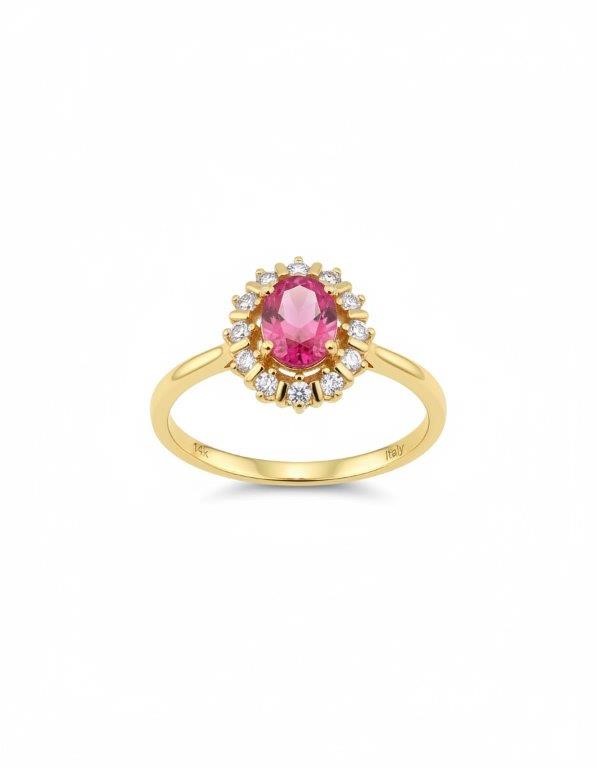 14K/Italy 1.5ct Ruby Oval cut Yellow Gold Filled Ring Warranty Quality-7US