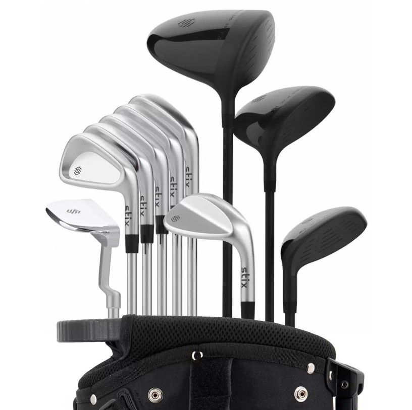 STIX 10 Piece Right Hand Golf Club Set With Golf Bag. NB: Has Been Used, Mi