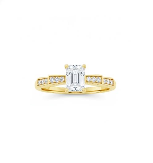 14K/Italy 0.5ct Emerald Cut Yellow Gold Filled Ring8US