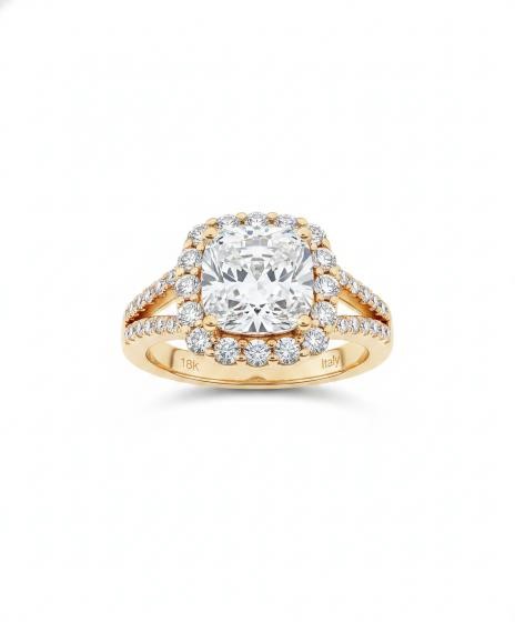 18K/Italy 2.5ct princess Cut Yellow Gold Filled Ring9US