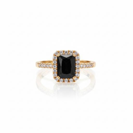 14K/Italy 2.0ct black Emerald Cut Yellow Gold Filled Ring6US