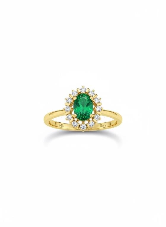 14K/Italy 1.5ct green Oval Cut Yellow Gold Filled Ring Warranty Quality-6US