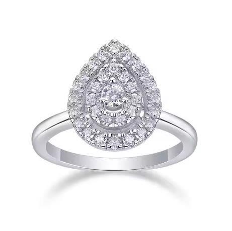 GRA  Moissanite white  18k  white Gold Vermeil  Ring  -7US