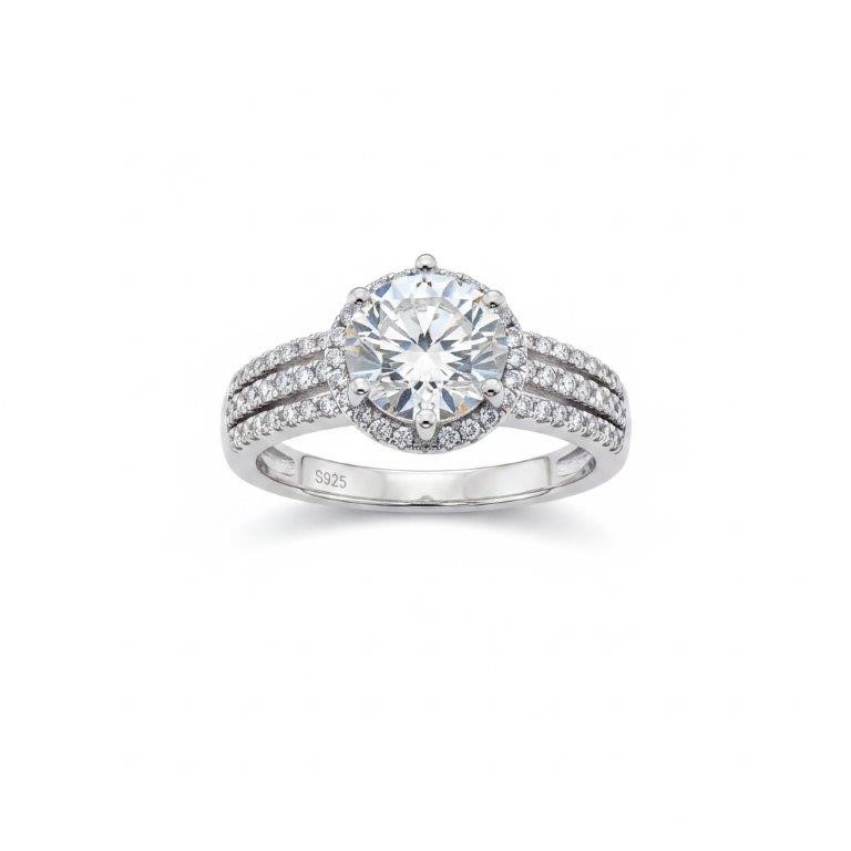 2.0ct GRA  Moissanite white  18k  white Gold Vermeil  Ring  -8US