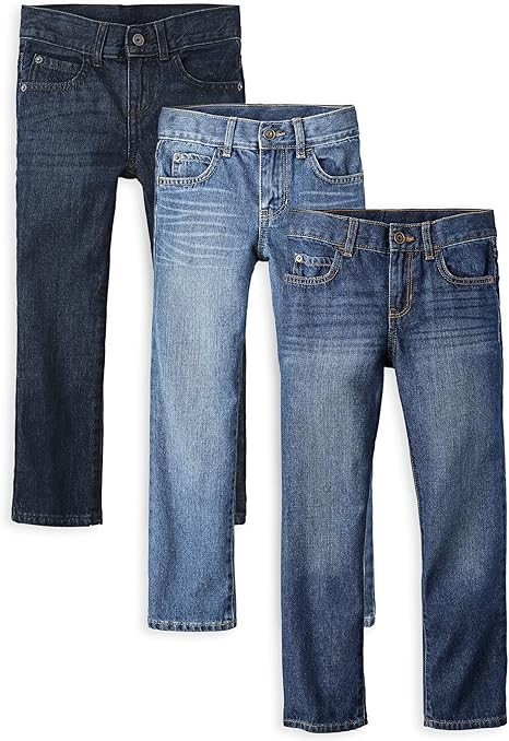 3pk x THE CHILDREN'S PLACE Boys Straight Leg Jeans, Size 6, Blue Wash, 3019