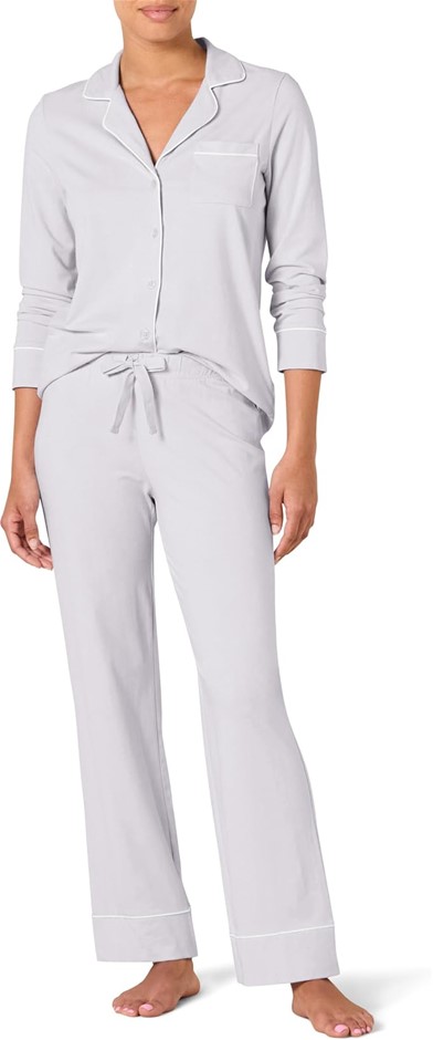 AMAZON ESSENTIALS Women's Cotton Modal Pajama Set, Size L, Lilac, AEW30115F