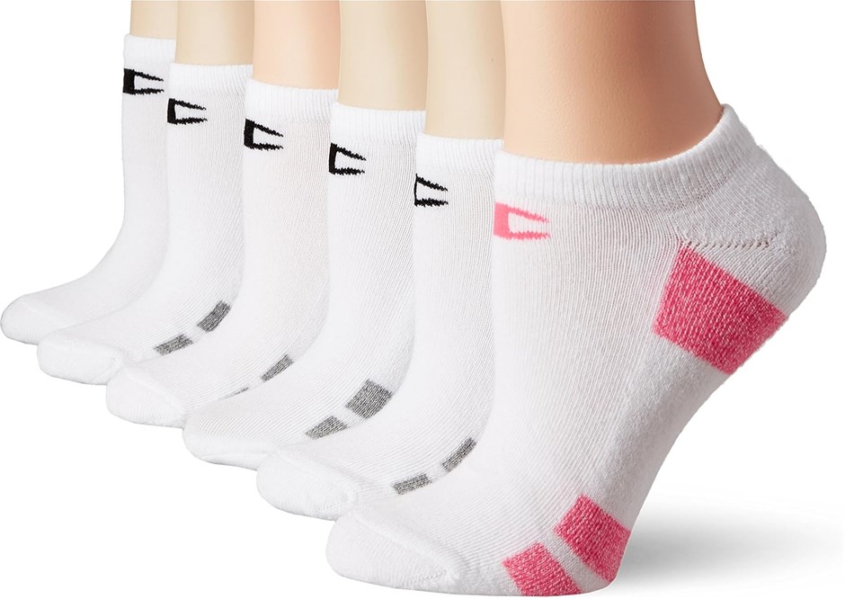 6pk x CHAMPION Women's Double Dry Performance No Show Socks, Size 5-9, Whit