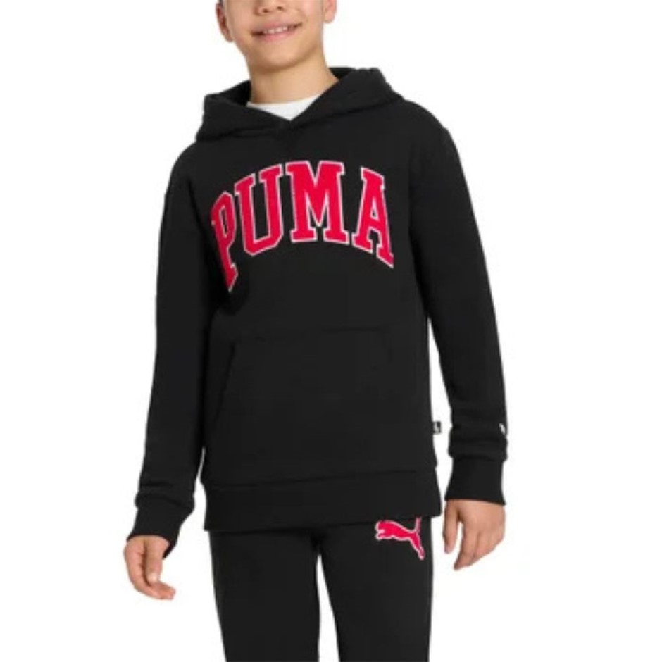 PUMA Boys' Fleece Hoodie, Size XL (UK 15-16Y), Black/Red (01), 220986. Buy