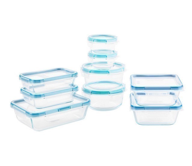 SNAPWARE 18pc PYREX Glass Food Storage Container Set. N.B. Damaged packagin