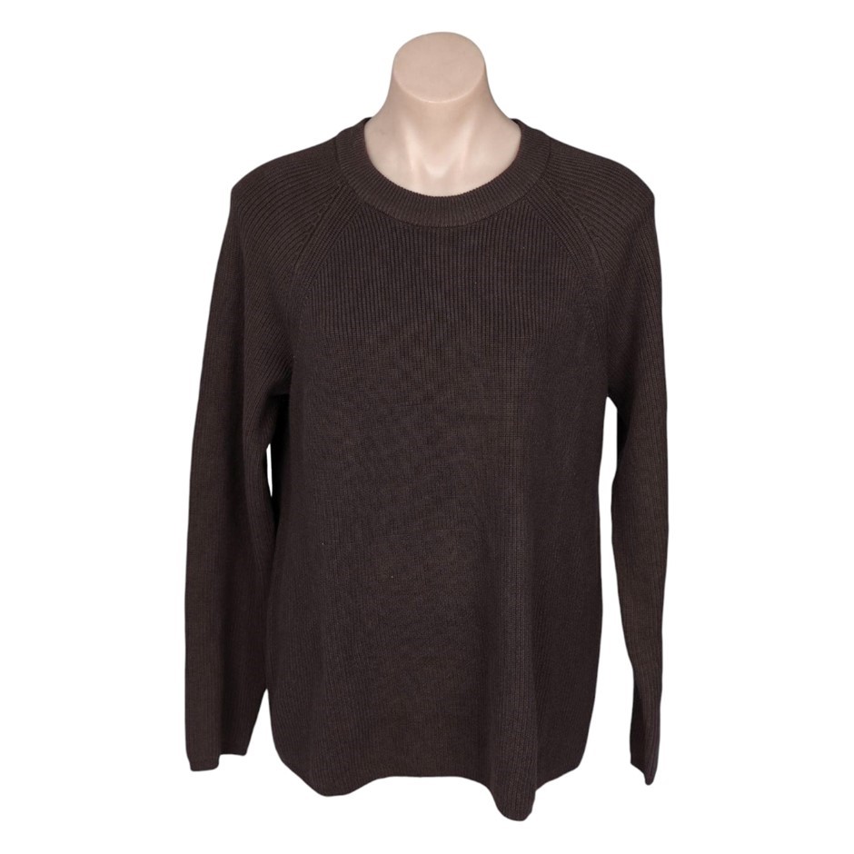 MATTY M Women's Rib Sweater, Size M, 60% Cotton, Espresso.