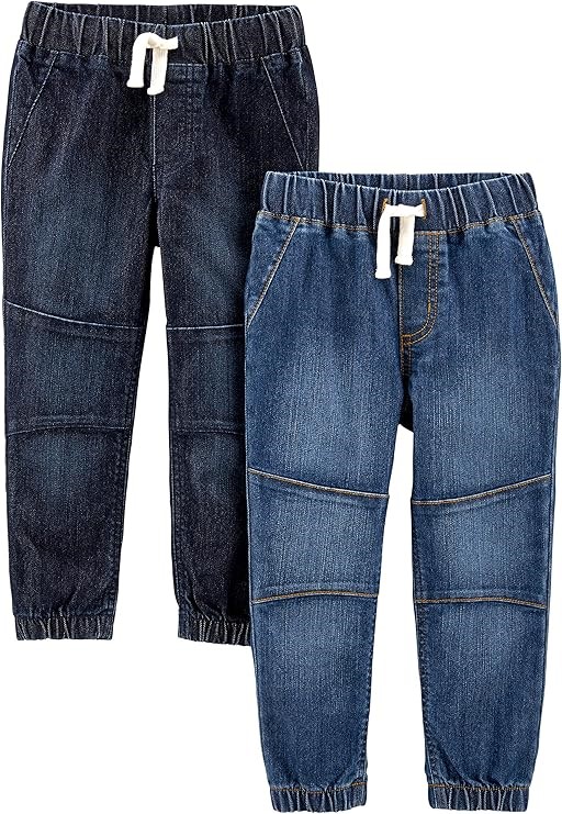 2pk x SIMPLE JOYS BY CARTER'S Boy's Pull On Denim Pant, Size 5, Denim/Dark