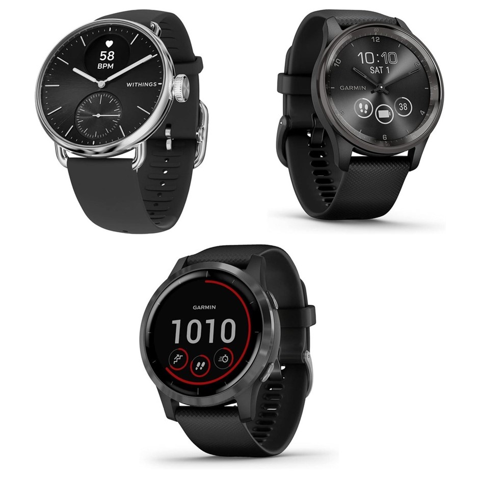 3 x Smart Watches. 1 x WITHINGS Scanwatch 2 Hybrid Smartwatch 38mm Black. 1