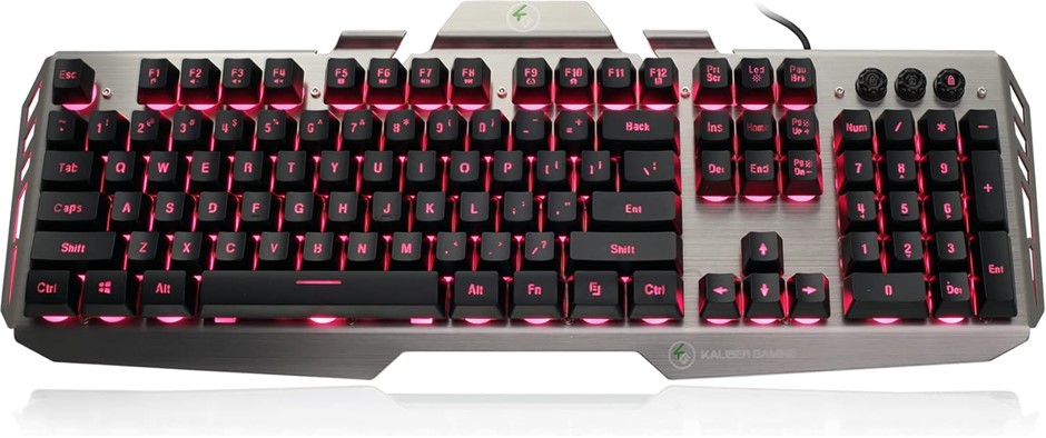 IOGEAR Kaliber Gaming HVER Aluminum Gaming Keyboard - Black/Gray (GKB704L-B