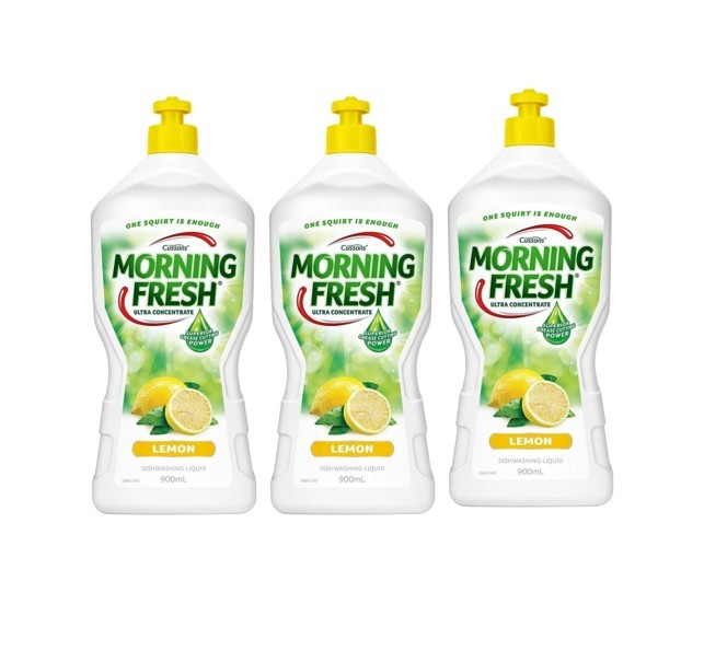 3 x MORNING FRESH Dishwashing Liquid, Lemon Scent, 900mL. Dishwashing Deter