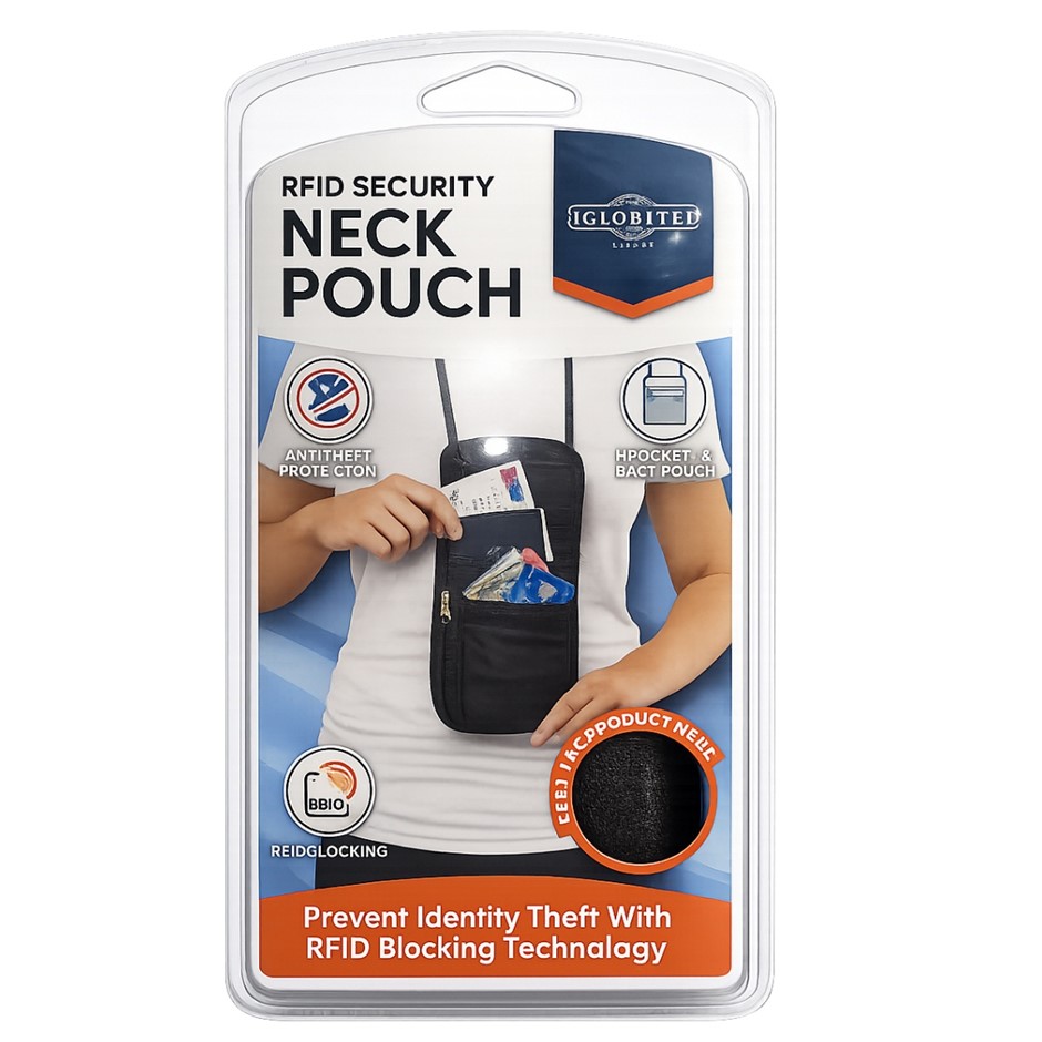 GLOBITE RFID Security Neck Pouch, Black