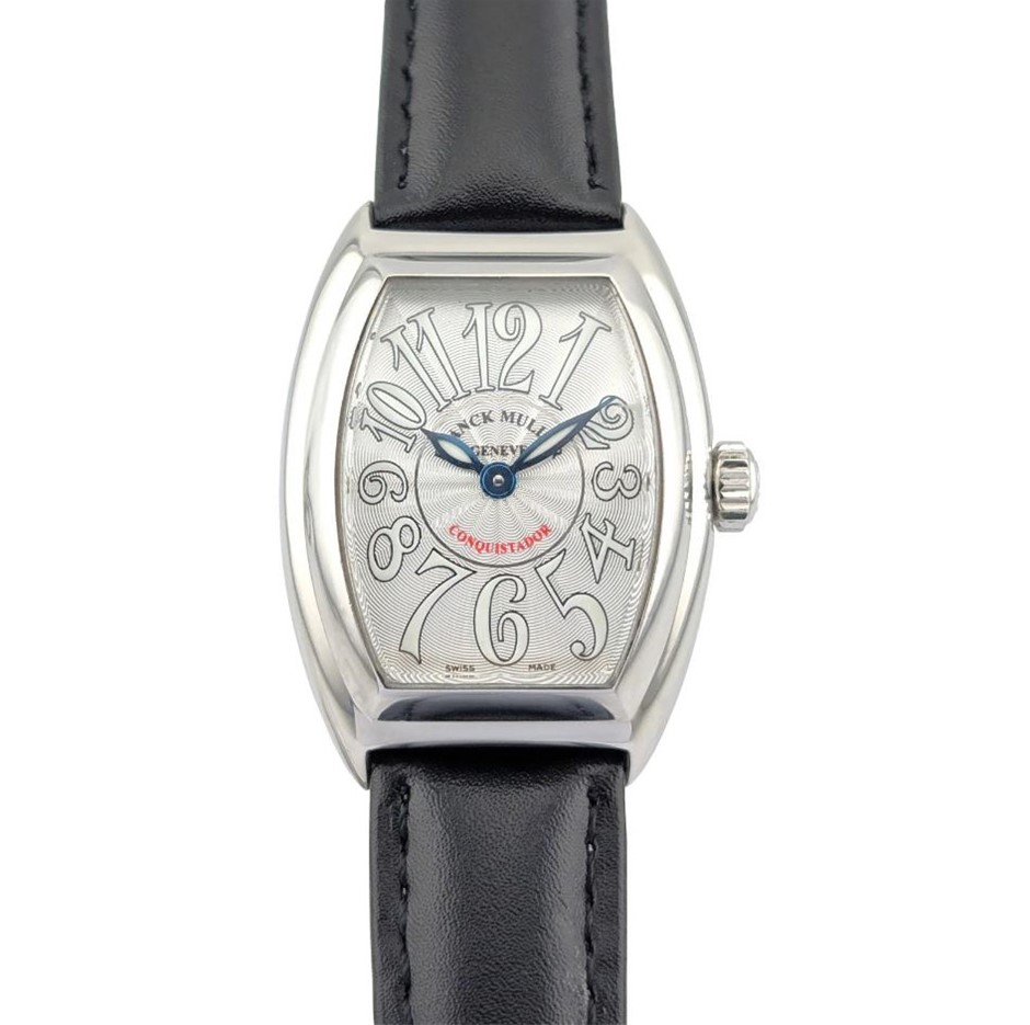 Franck Muller 8005lqz Conquistador Silver On Leather 28mm Wxo