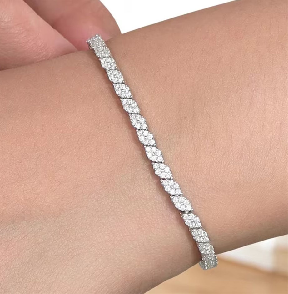 18k WGP S925 Sterling Silver Moissanite Tennis Bracelet