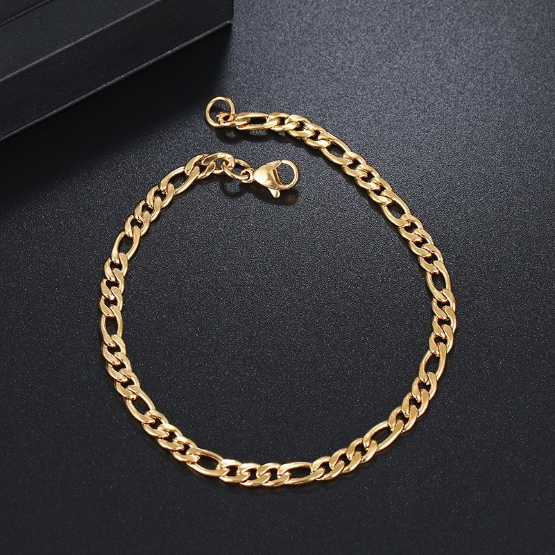 Classic 4.5mm Stainless Steel Figaro Bracelet - 22.5cm (yellow)