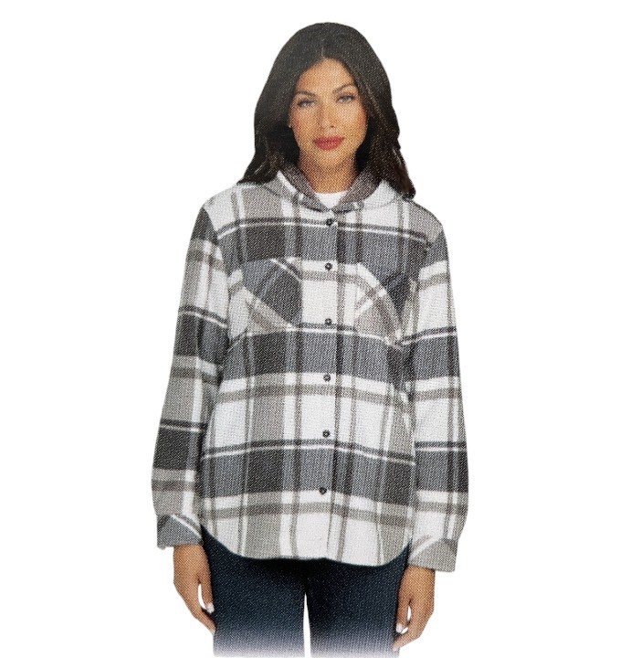 BOSTON TRADERS Women's Hooded Shacket, Size L, Draken Charcoal. Buyers Not
