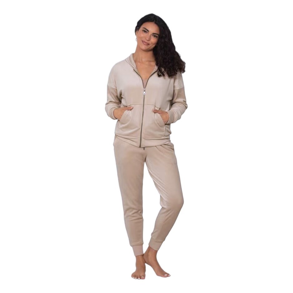 2pc JEZEBEL Women's Velour Set, Size S, Beige. Buyers Note - Discount Frei