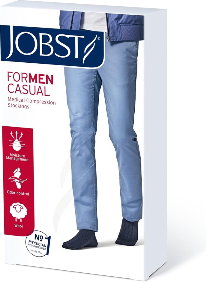 JOBST Men's Casual Knee High 15-20 mmhg Compression Stocking, Small, Black,