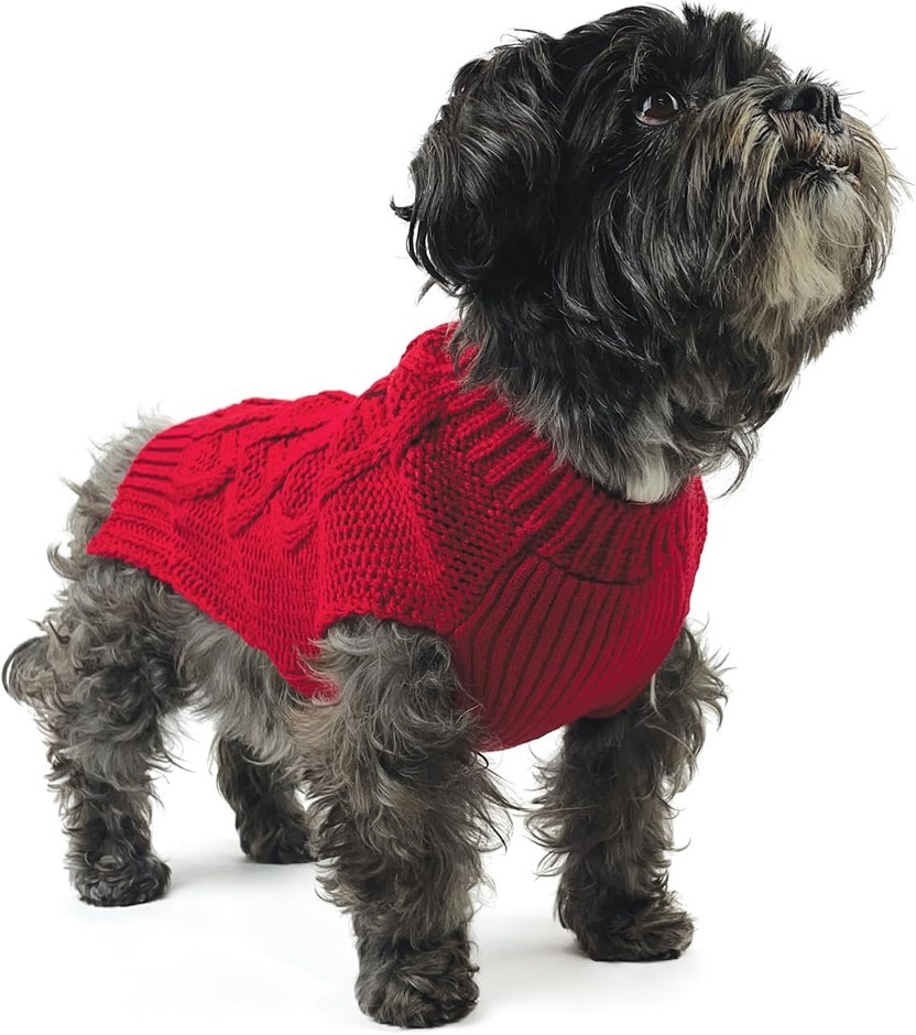 HUSKIMO Diamond Cable Dog Jumper, Scarlett, 46cm, HJDC46SC. Buyers Note -