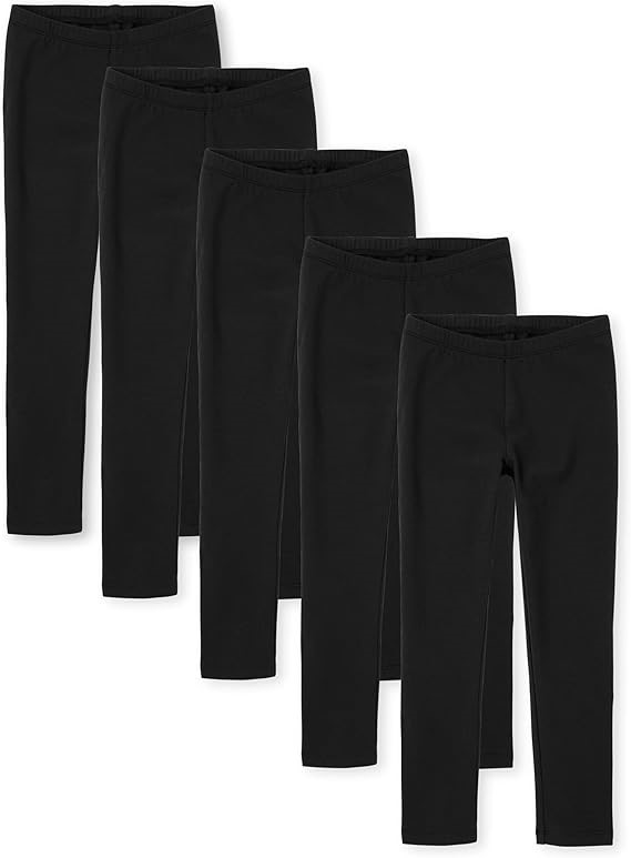 5pk x THE CHILDREN'S PLACE Girl's Essential Leggings, Sise S, Black, 301075