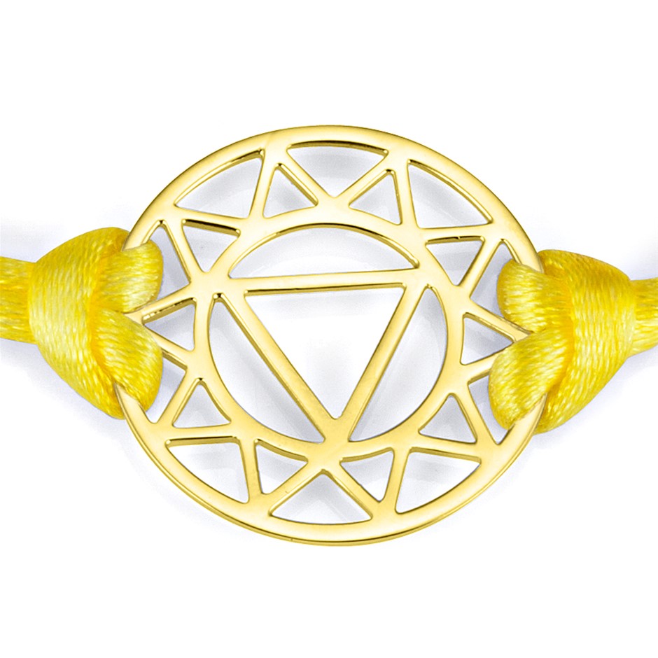 Solid 925 Sterling Silver & Gold Plated Chakra Bracelet - Plexus Chakra
