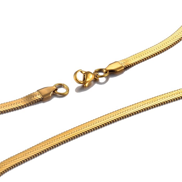 Quality Classic Stainless Steel 5mm Snake Chain Necklace-16 Inches (Yellow)