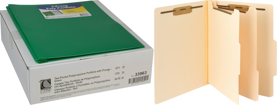 C-Line Two-Pocket Heavyweight Poly Portfolio with Prongs, For Letter Size P
