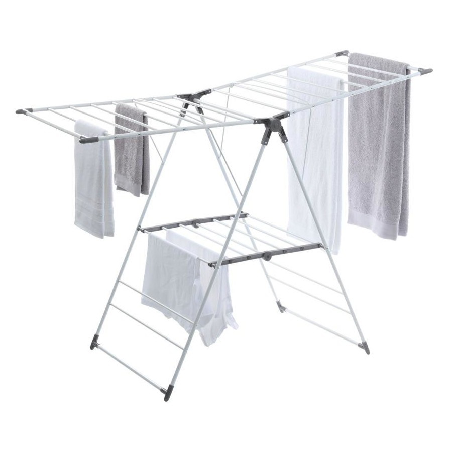 Clothes Airer Foldable Rack Air Dryer Winged 14m White NB: Used, has some d