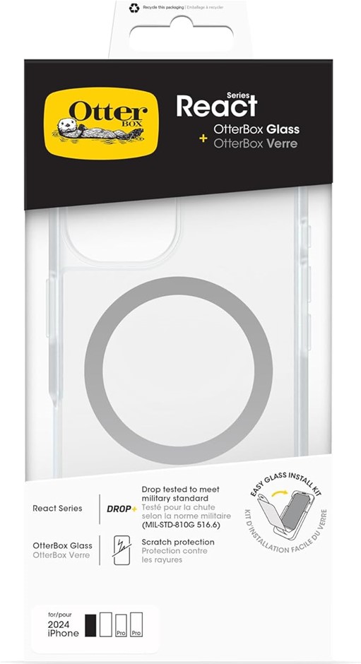 OtterBox Drop Protection Bundle for iPhone 16 Pro Max, React Series for Mag