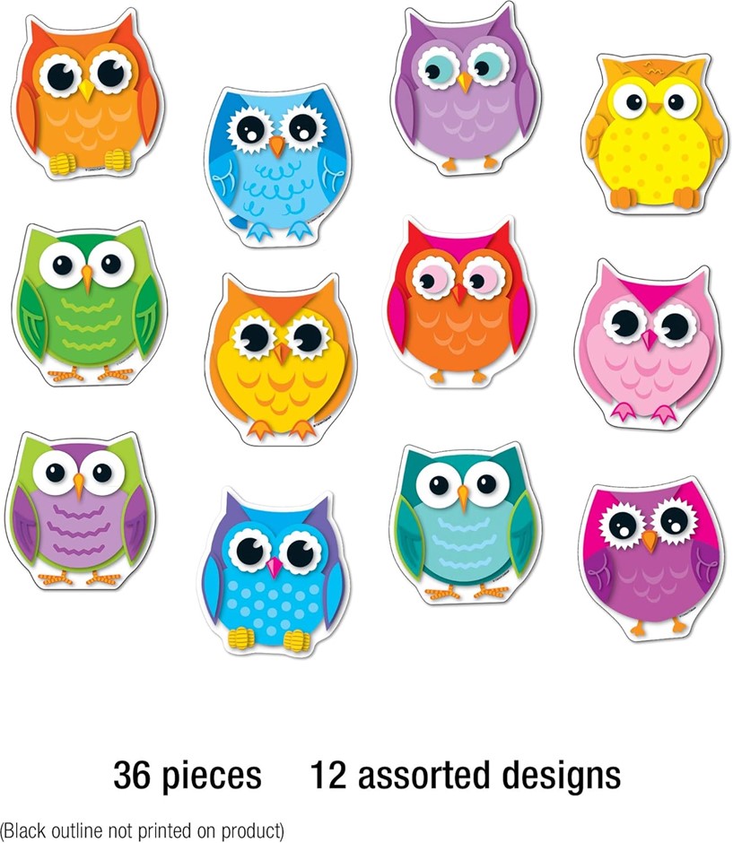 3x Colorful Owls: Colorful Cut-Outs