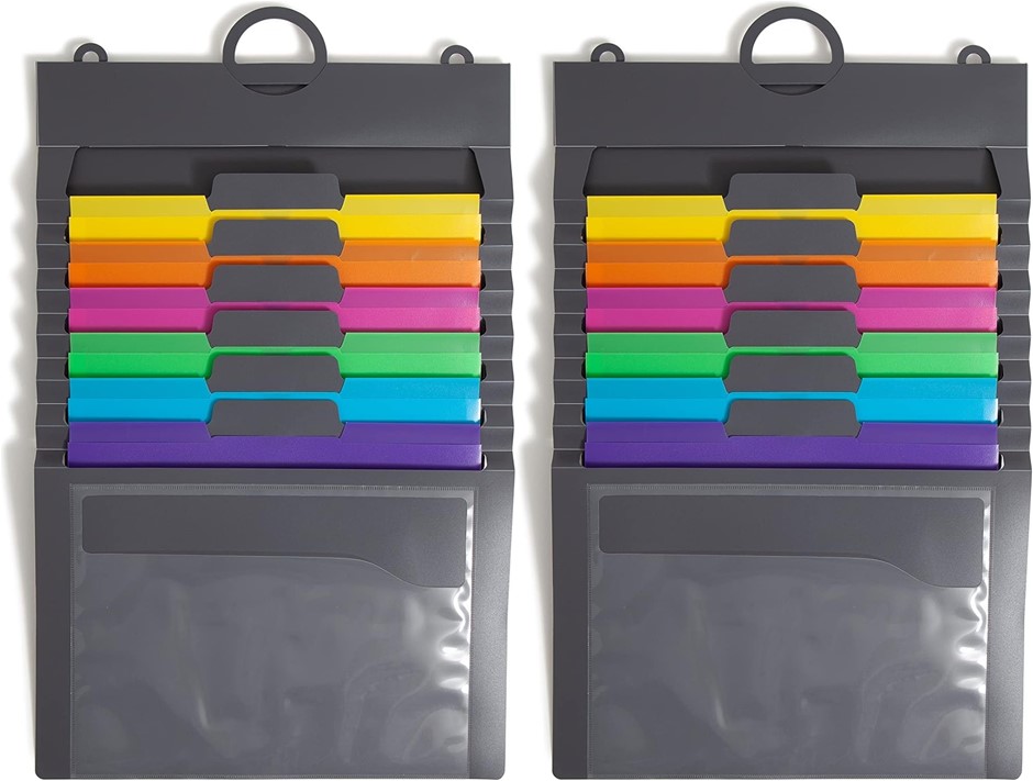 2x Smead Cascading Wall Organizer, 6 Removable Folder Pockets, Letter Size,