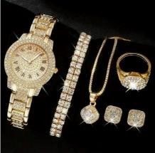 6-Piece Jewellery Set.Watch, Necklace, Bracelet, Ring & Earrings