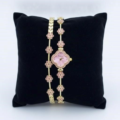 4-Piece Jewellery Set.Watch, two Bracelets, Earrings(Gift Box Included)