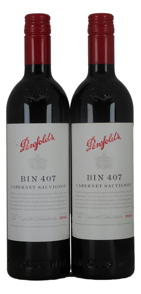 Penfolds Bin 407 Cabernet Sauvignon 2016 (2x 750mL), SA.
