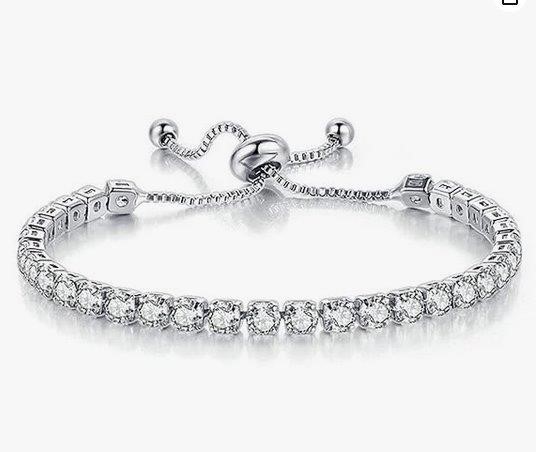 925 Sterling Silver Tennis Bracelet   Brilliant Cut Simulated Diamonds