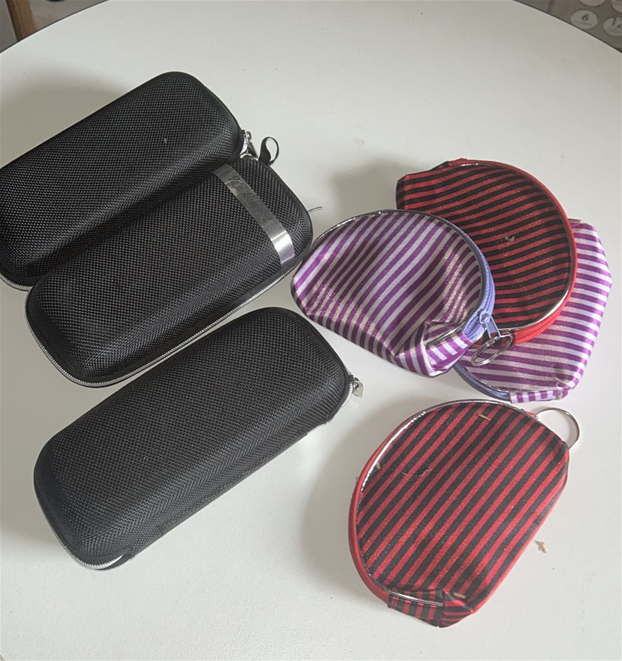 3x Sunglass Cases, 3x Coin Bags