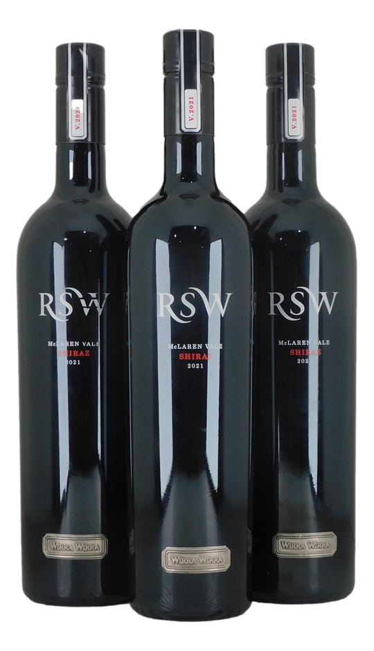 Wirra Wirra RSW Shiraz 2021 (3x 750mL), McLaren Vale.