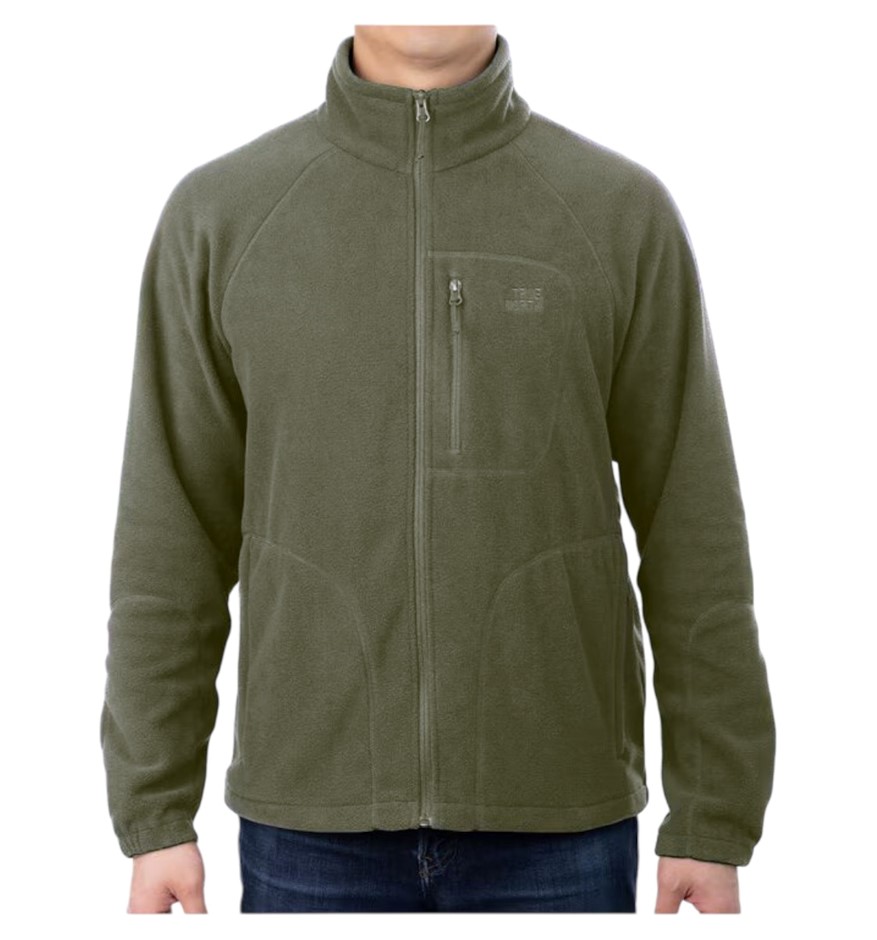 TRUE NORTH Men's Polar Fleece Jacket, Size XL, Green.
