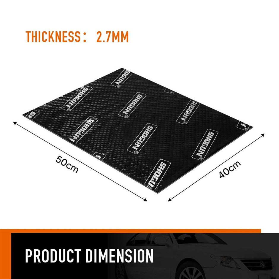 Black Butyl Car Sound Deadening Mat 2.7mm 10pcs 40x50cm 2sqm