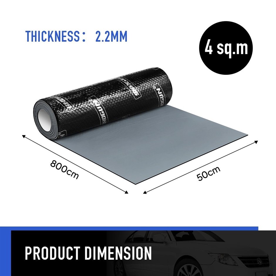 Black Butyl Car Sound Deadening Mat 2.2mm 50x800cm 4sqm