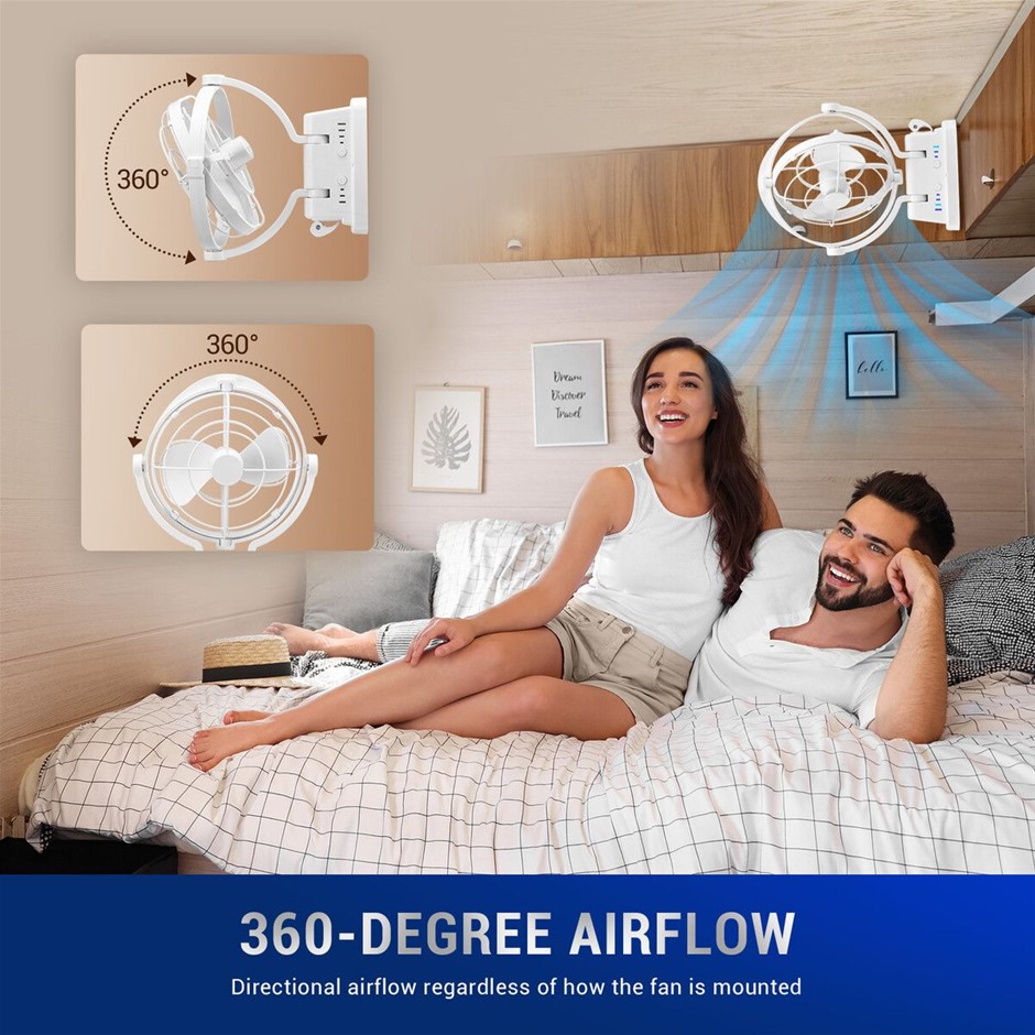 12V/24V Caravan Fan 360° Remote Control White for RV Camper Boat