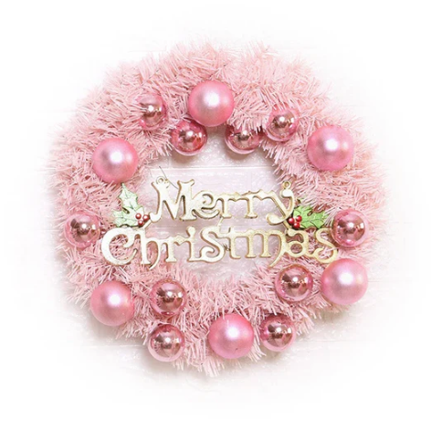 Christmas Wreath with Rose Gold Ornaments for Door